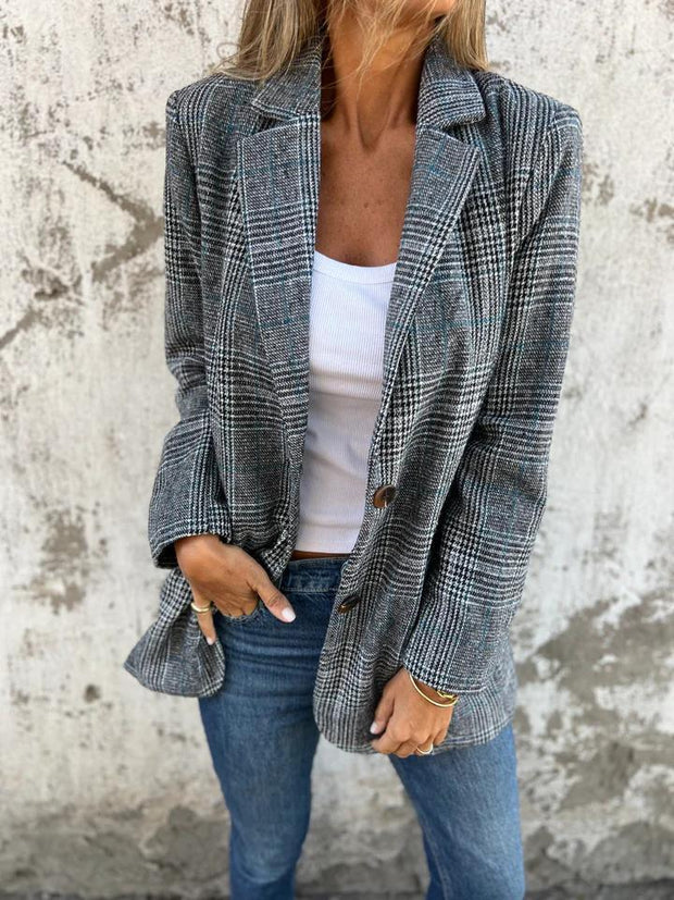 Luna™ | Casualowa marynarka w kratę z klapami