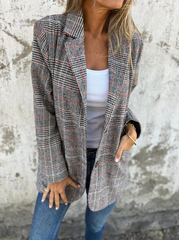 Luna™ | Casualowa marynarka w kratę z klapami